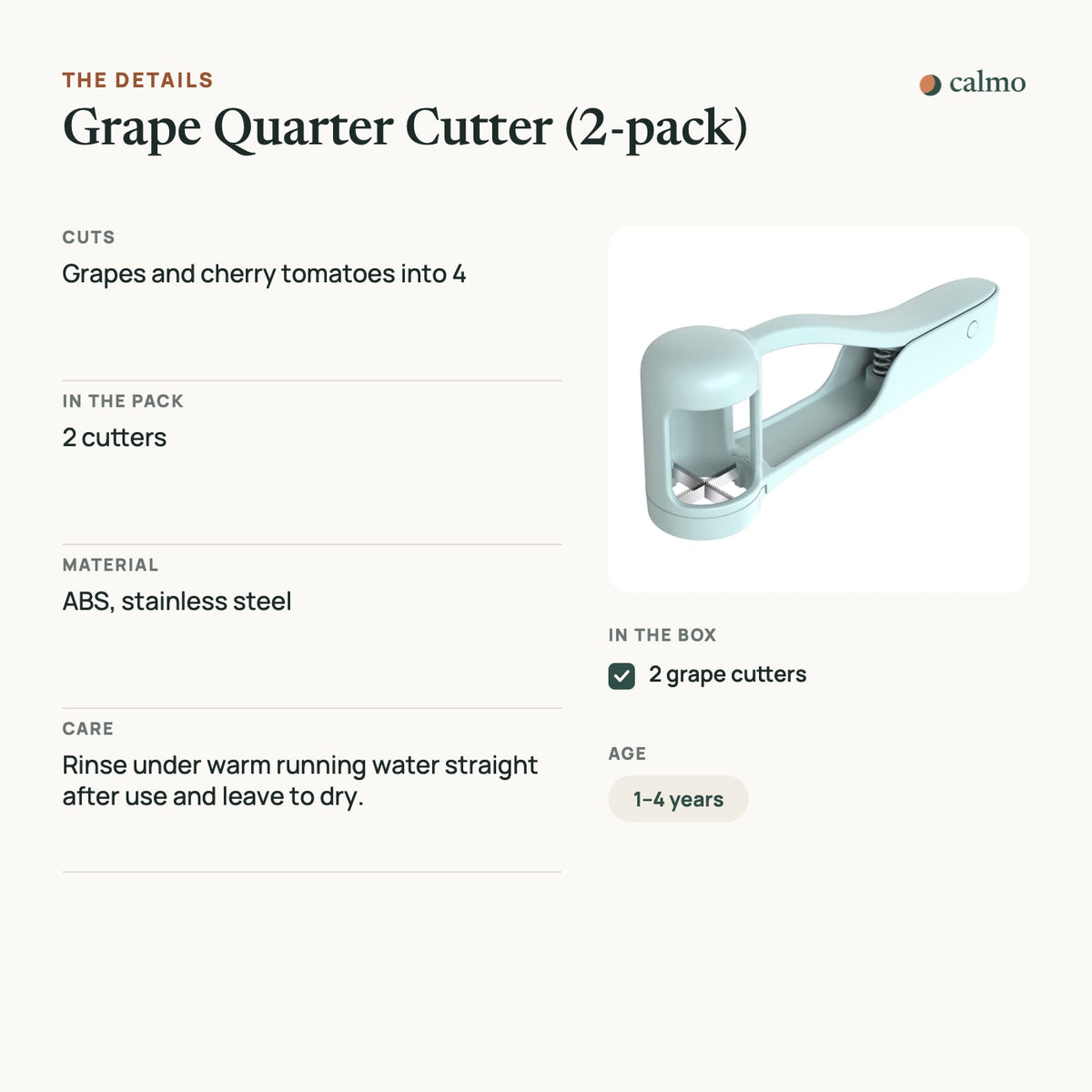 Grape Quarter Cutter (2-pack): sizes, materials, care and what’s in the box