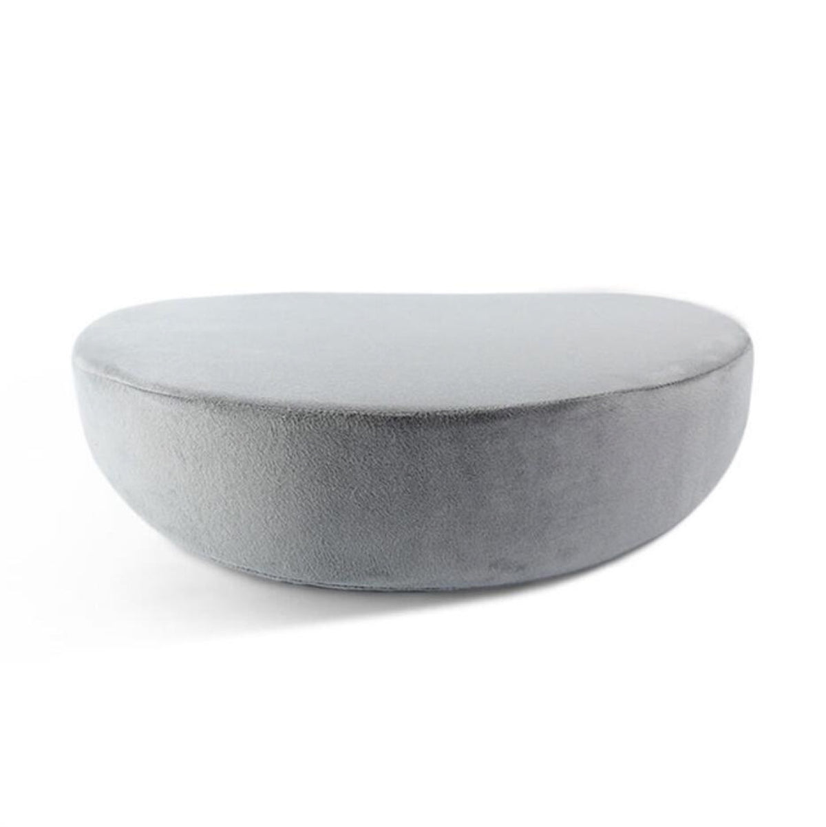 Pregnancy Wedge Pillow: Low side view of the grey wedge pillow showing its profile and soft velour cover