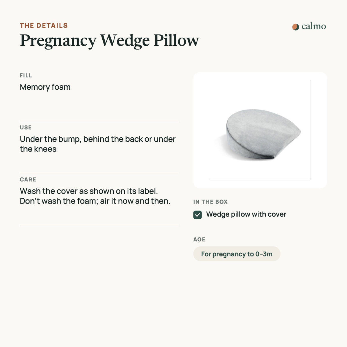 Pregnancy Wedge Pillow: sizes, materials, care and what’s in the box